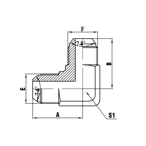 90°JIC পুরুষ 74° শঙ্কু